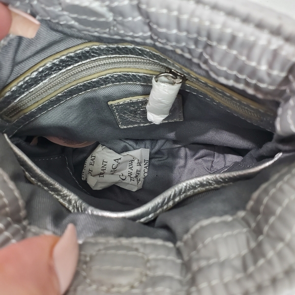 Juicy Couture Gray Nylon Quilted Swing Bag/Crossbody Bag Y2K YSRU1092 Silver NWT - Picture 6 of 16